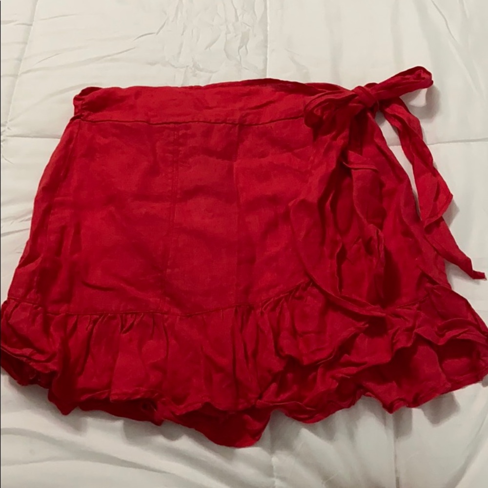 Blank NYC Wrap Skirt Fray Ruffle